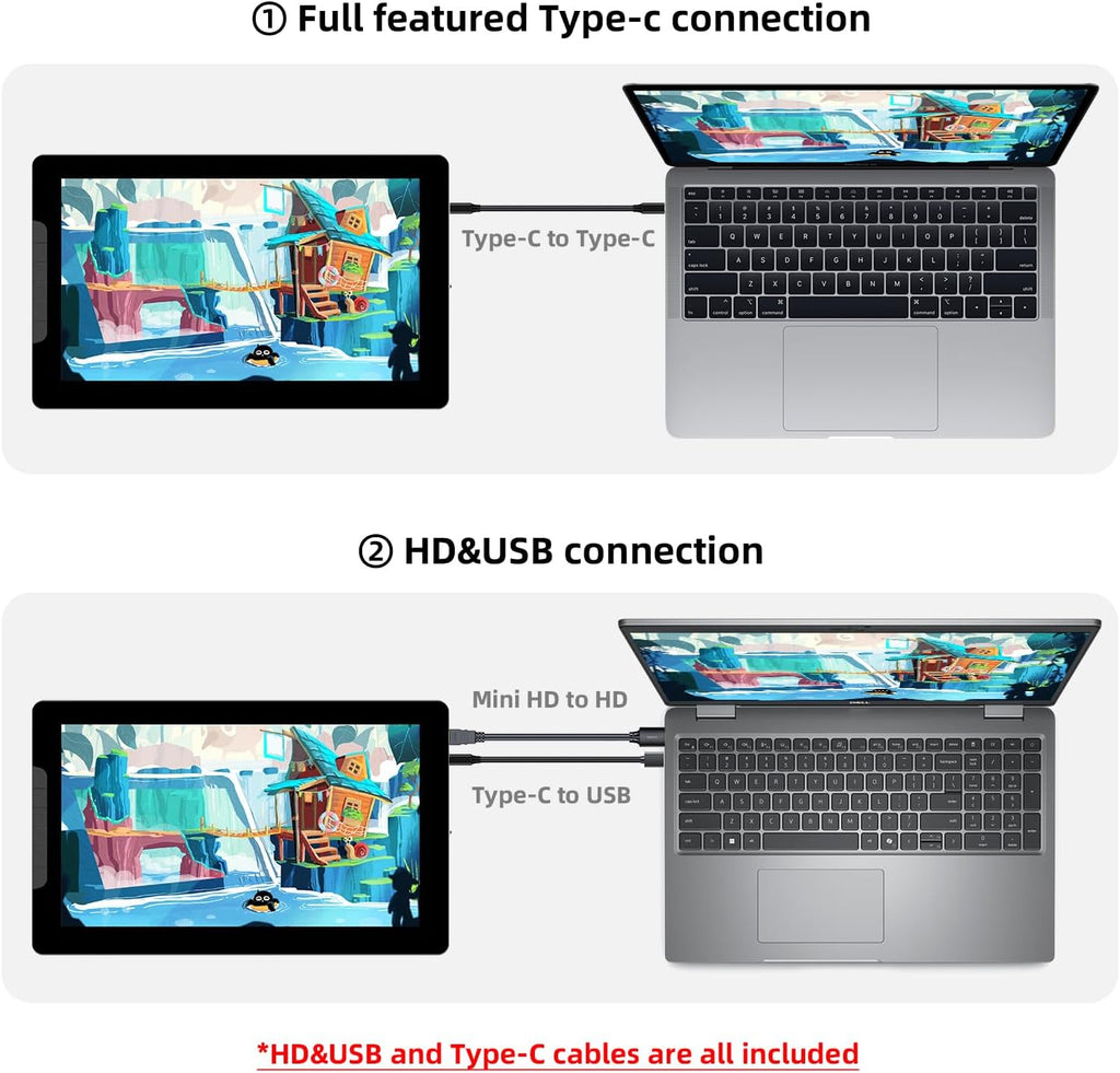 13.3 Inch Drawing Tablet with Screen, Full-Laminated Anti-Glare Graphics Drawing Monitor, 122% sRGB, 8192 Pressure Stylus Pen, Compatible with Windows/Mac Major Design Software