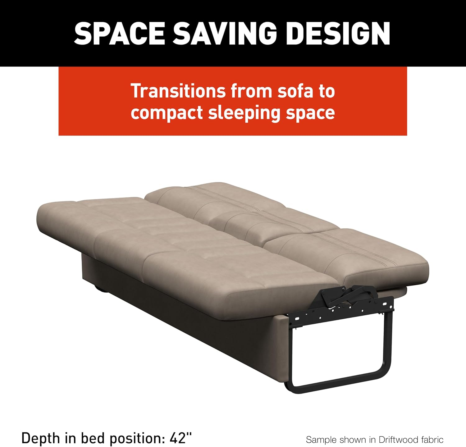 Thomas Payne Signature 72' McCoy RV Jackknife Sleeper Sofa with Matching Kickboard, Easy Transition, High-Density Foam Cushioning, Fold-Down Center, Dual Cupholders - 2024044414