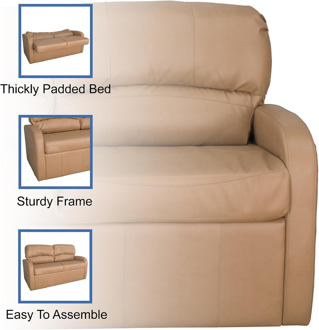 RecPro Charles Collection 60' RV Jack Knife Sofa w/Arms | RV Sleeper Sofa | Toffee