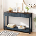 HOKYHOKY Fluted Console Table with Drawers, Modern 47.1' Entryway Table with Storage Shelf, Boho Narrow Skinny Behind Couch Wood Sofa Table for Living Room Hallway Entrance Foyer, Blue