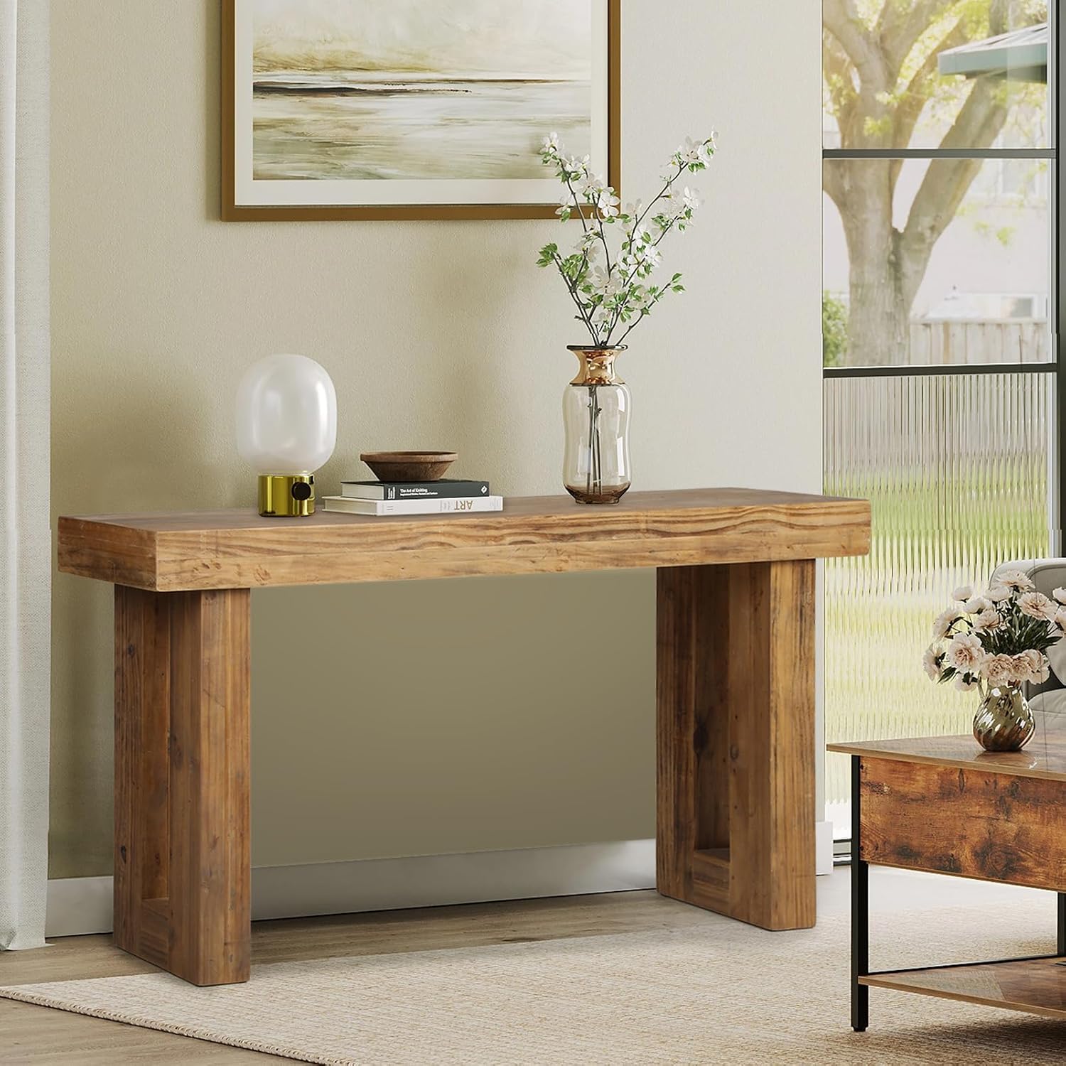 HOKYHOKY Reclaimed Solid Wood Console Table, 59' Long Farmhouse Entryway Table, Rectangular Couch Tables Behind Sofa, Accent Tables for Hallway, Entrance, Foyer, Living Room