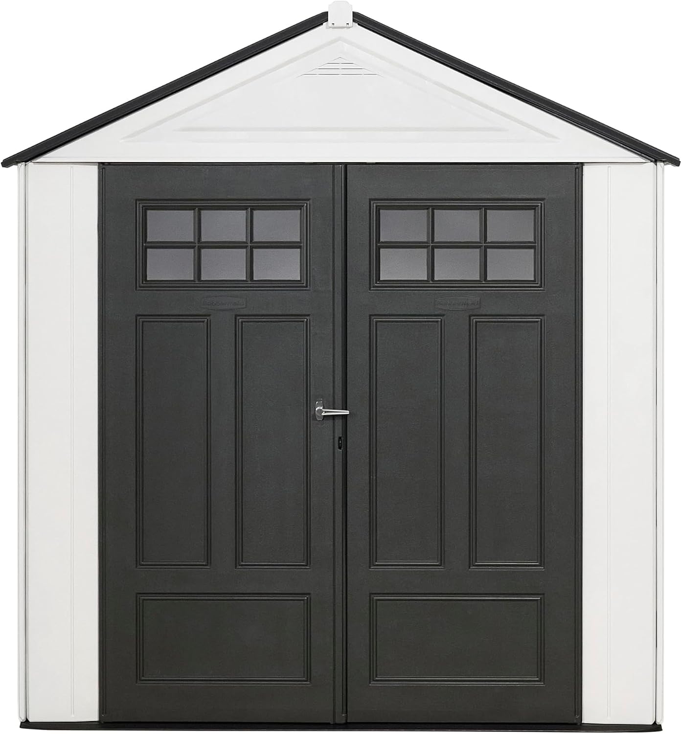 Rubbermaid Resin Outdoor Storage Shed With Floor (7 x 3.5 Ft) Weather Resistant, White, Organization for Home/Backyard/Garden Tools/Lawn Mower/Bike Storage/Pool Supplies