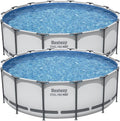 Bestway 2 Pack Steel Pro MAX Above Ground Pool Set, 14 Foot x 48 Inch Round Metal Frame, Outdoor Swimming Pool with 1,000 Filter Pump, Ladder, Cover