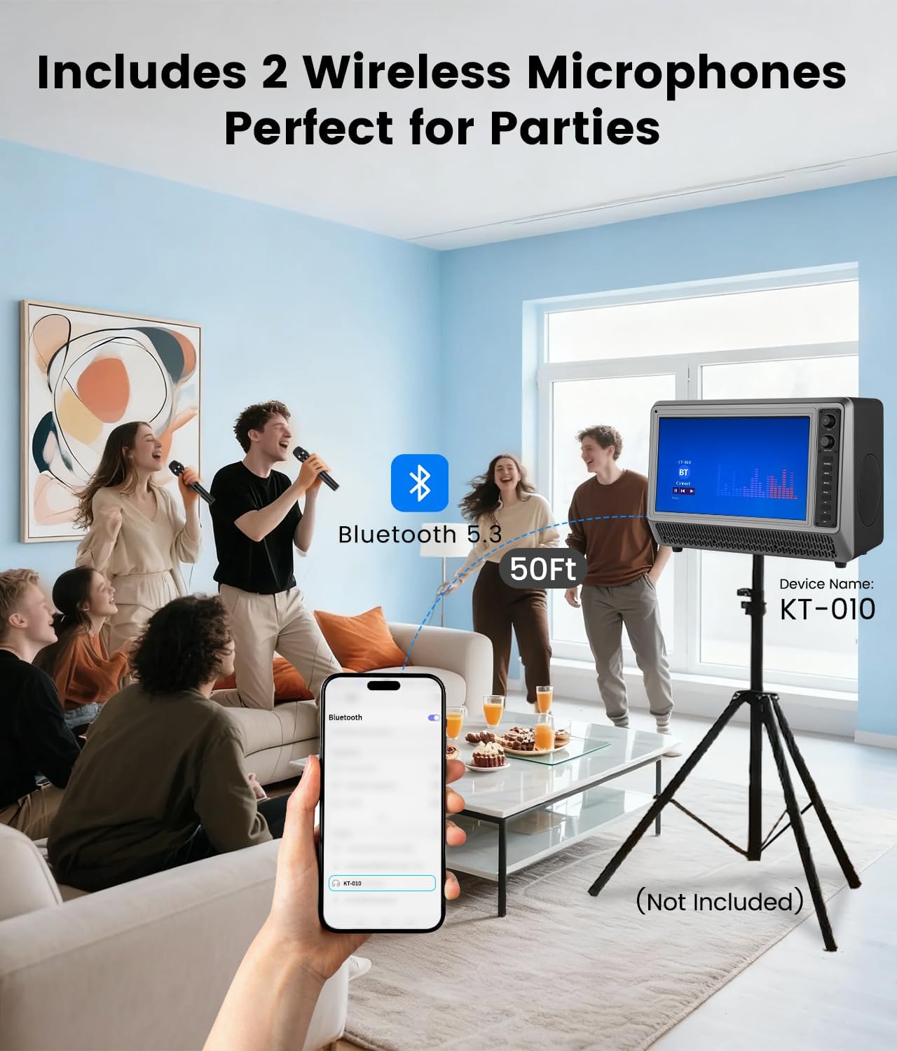 Feihe 15.6' Small Smart TV Built-in Bluetooth Speaker System, 200W Peak Power, 1080P FHD Smart Television with Wi-Fi/HDMI/USB/AUX for Home Entertainment & Camping