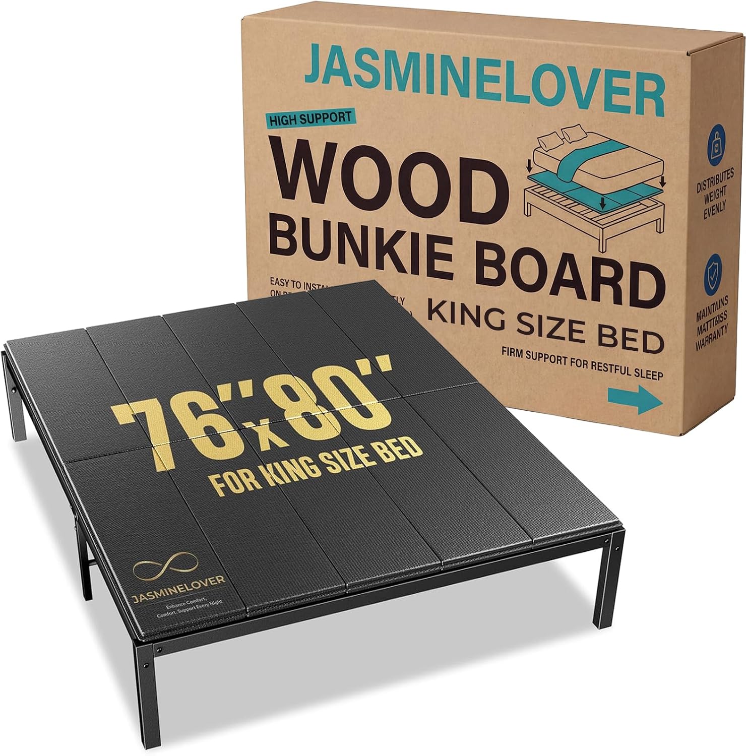Bunkie Board King Size 76x80 - Heavy Duty Reinforced Wood Bed Boards for Under Mattress, Universal Sleeper Sofa Support Board with Anti-Sag Design for Metal Bed Frame, Platform Beds&Pull Out Couches