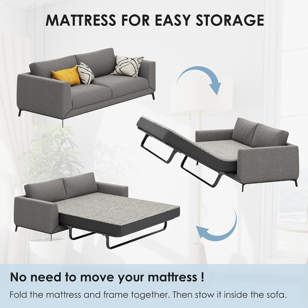 4 Inch Sofa Mattress Queen Size, Memory Foam Mattress for Sleeper Sofas/Pull Out Couchs/Daybeds/RVs/Boats & Guest Rooms, Fiberglass-Free & CertiPUR-US Certified Bed Replacement