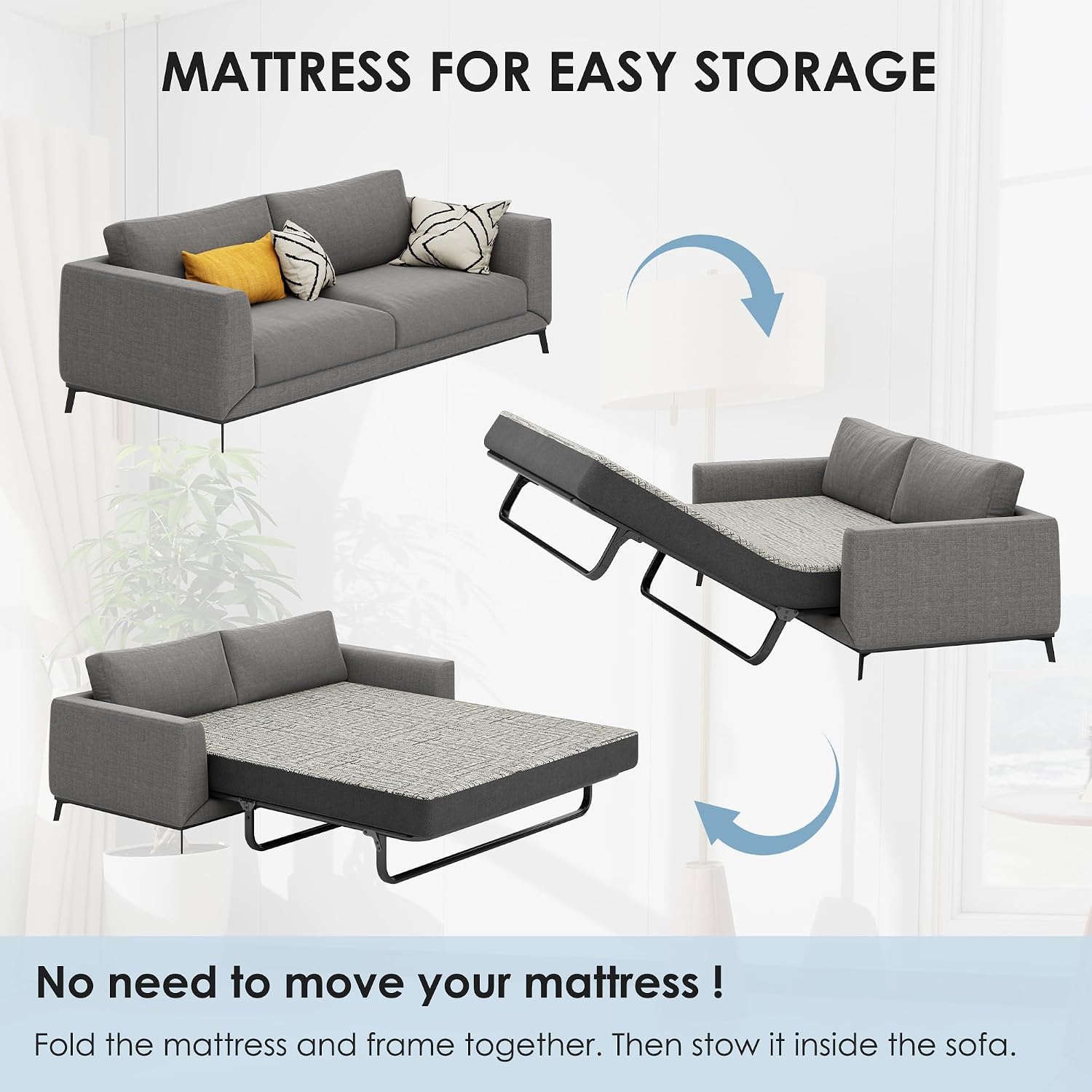 4 Inch Sofa Mattress Queen Size, Memory Foam Mattress for Sleeper Sofas/Pull Out Couchs/Daybeds/RVs/Boats & Guest Rooms, Fiberglass-Free & CertiPUR-US Certified Bed Replacement