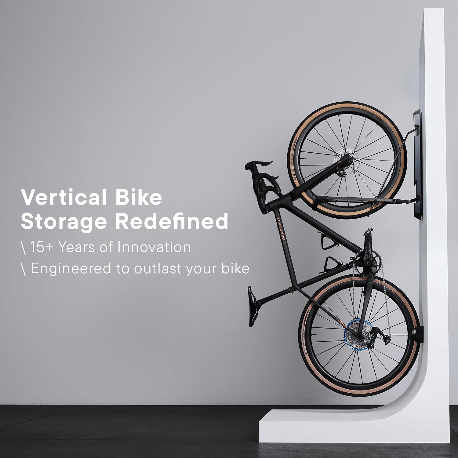 Steadyrack ProFlex Narrow Bike Rack - Vertical Wall Mount Bike Storage for Home - Roll-In Roll-Out System - Space-Saving Pivot - Fits Road, BMX, Gravel, Fender and More - Includes GearMate SteadySpine