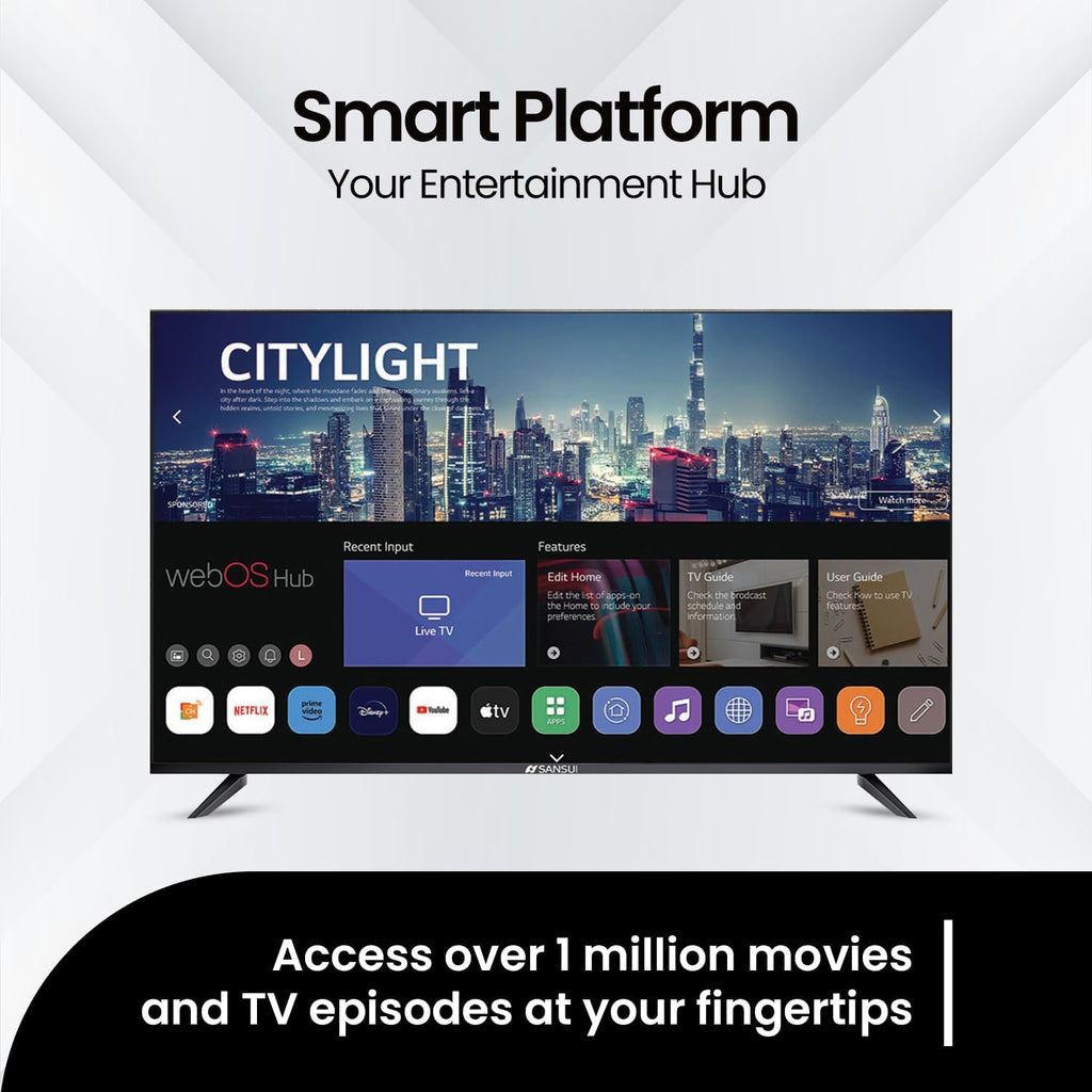 SANSUI 32' VA Series Full HD Frameless Design Smart TV with Dolby Vision HDR, Dolby Atmos, WebOS