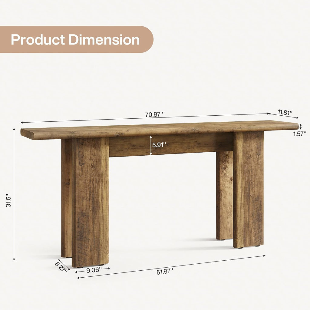 Tribesigns 70.87' Extra Long Console Table for Entryway, Mid-Century Modern Sofa Table Behind Couch for Entry, Entrance, Hallway, Living Room, Narrow Long, Brown