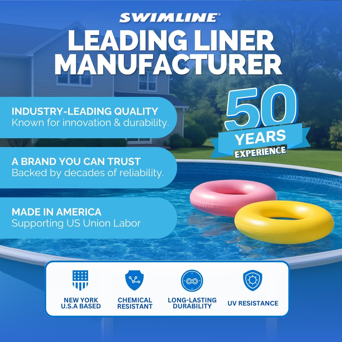 Swimline Unibead Pool Liner for Above Ground Pools, StoneHarbor, 12 x 24 (Oval), 48 Inch Wall, 25 Gauge