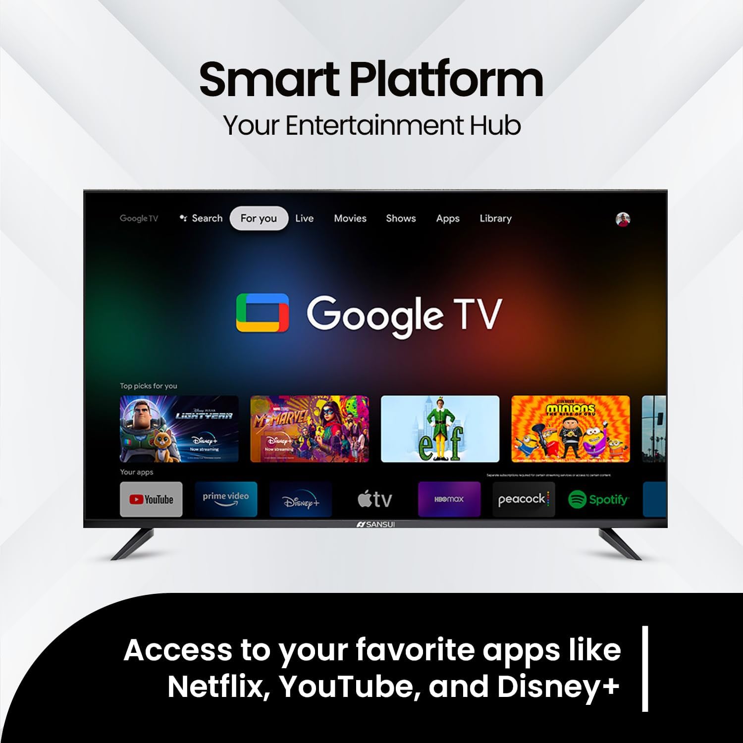 SANSUI 55' OLED 4K Ultra HD Smart TV with 120Hz Refresh Rate, AI-Powered Karaoke, Dolby Vision, Dolby Atmos, Google TV
