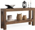 LITTLE TREE 63-Inch Wood Entryway Table, Long Farmhouse Narrow Console Table for Living Room, Hallway, Sofa, Entry, Entrance, Foyer, Behind Couch with 2-Tier Shelves, Brown