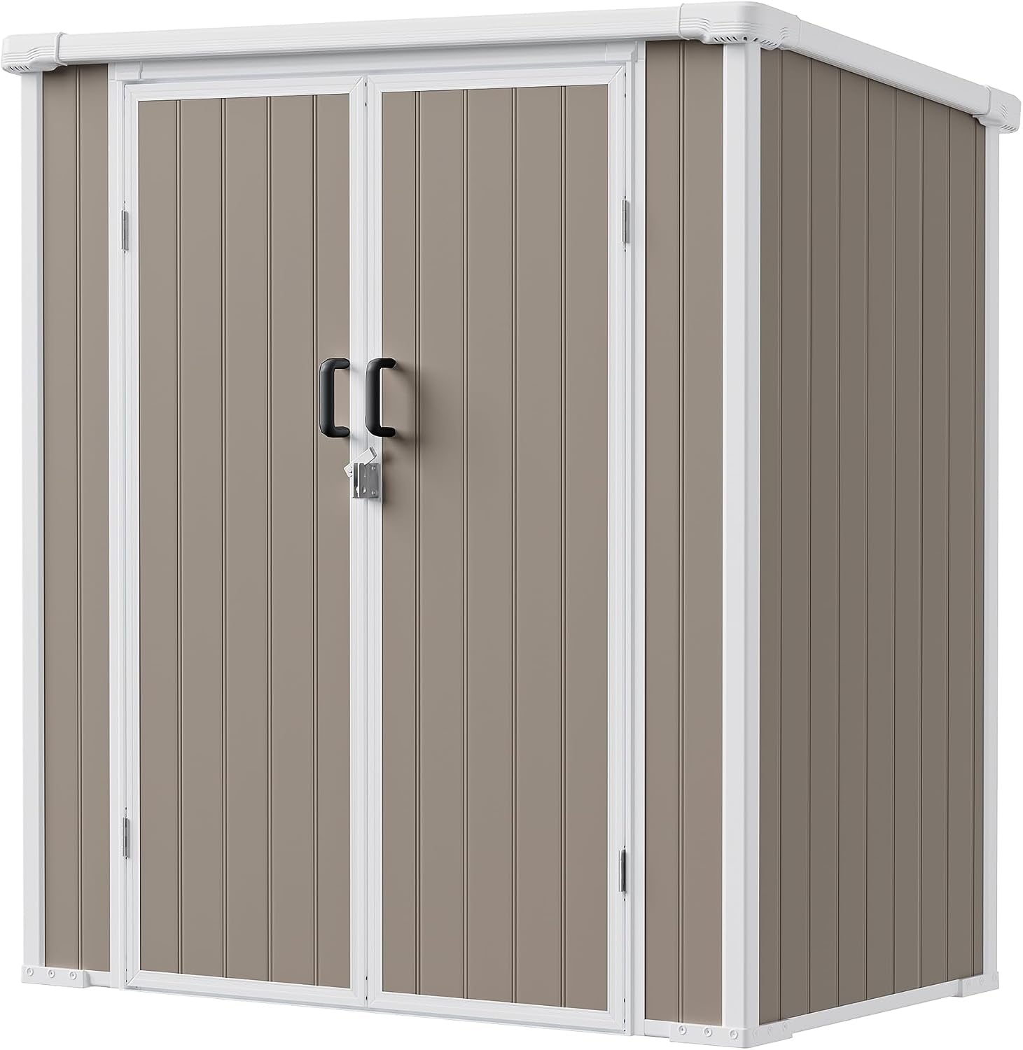 5x3 Compact Outdoor Shed with Slant Roof Design, All-Resin Build for Side Yard, Holds Lawn Equipment, Bicycles and Seasonal Items, Warm Gray
