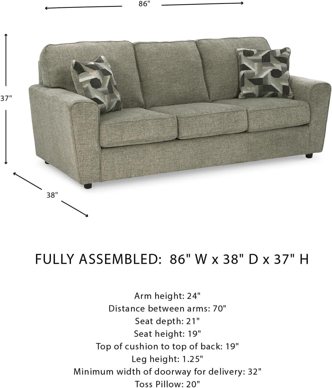 Signature Design by Ashley Cascilla Casual Sofa, Light Gray