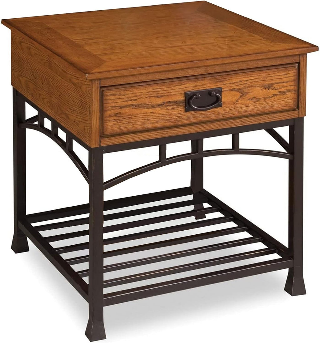 Homestyles Modern Craftsman Distressed Oak End Table