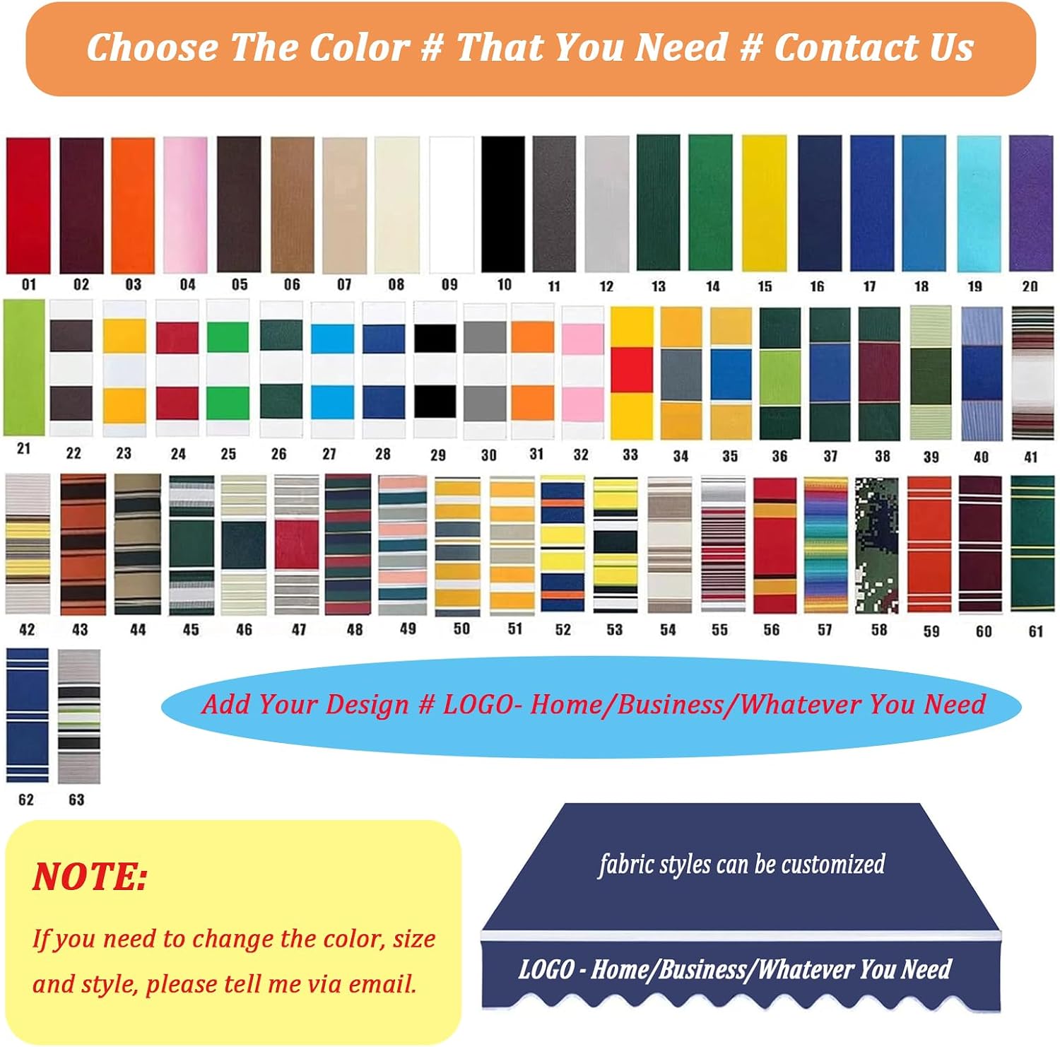Patio Awning Replacement Fabric Outdoor Retractable Awning Cover Uv Protection Water Resistant Polyester Sun Shade Shelter Canopy for 8' 10' 11' 12' 13' 14' 15' 16' (Size:20x6.5ft,Color:Navy Blue)