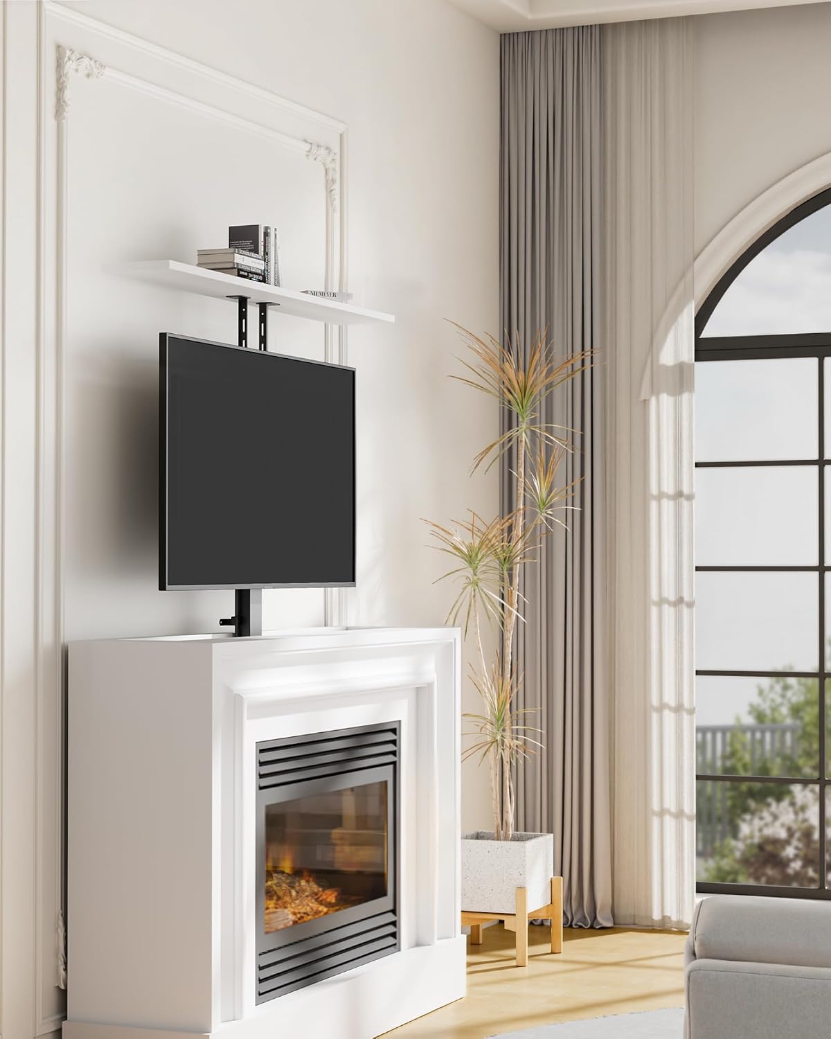 monTEK Motorized TV Lift for 43-88 inch TVs, Ceiling&Vertical TV Lift Mechanism with RF Remote, Smart Phone & Voice Control via WiFi, Up to 132lbs, 4X Load Tested, Max VESA 600 * 400