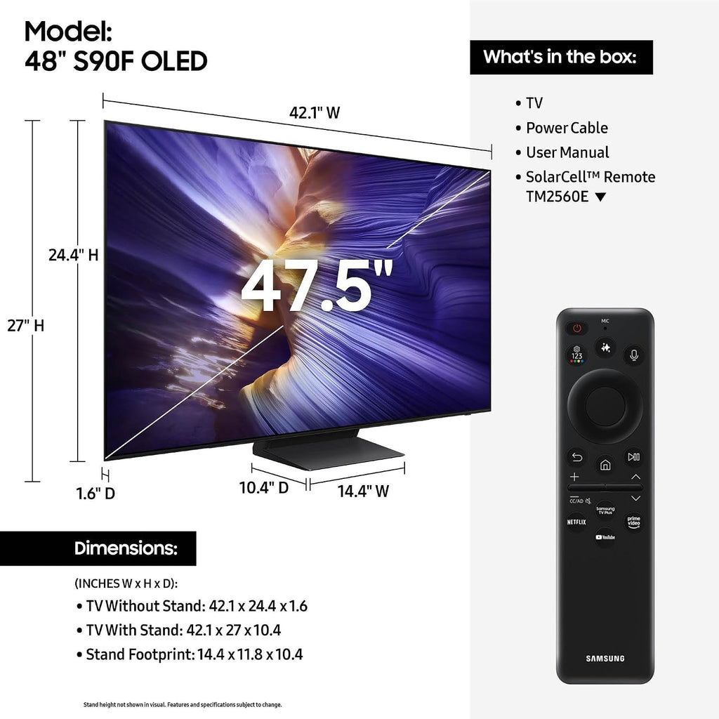 Samsung QN83S90FAEXZA 83 Inch 4K OLED Smart TV with a WireLogic Ruby 8ft Ultra High Speed 4K-8K-10K HDMI Cable (2025)