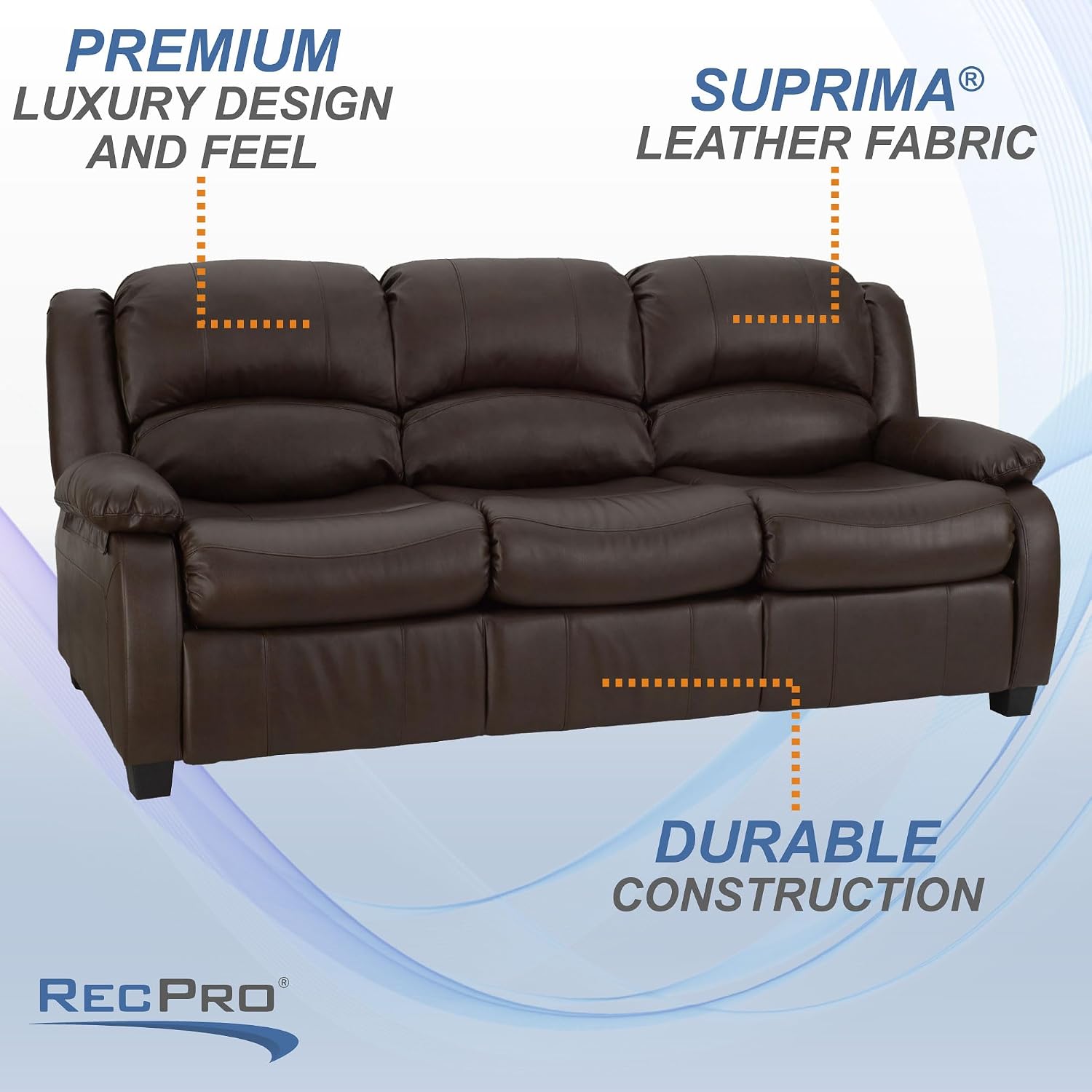 RecPro Charles Collection | 80' RV Hide A Bed Loveseat | Memory Foam Mattress | RV Sleeper Sofa | Pull Out Couch | RV Furniture | RV Loveseat | RV Living Room (Slideout) Furniture | Chestnut