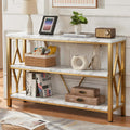 HOMISSUE Sofa Console Table, Rustic Console Table with 3-Tier Storage, Engineered Wood Sofa Tables with Open Shelves, Heavy Duty Entryway Tables for Living Room, Hallway (47 Inch, Gold)