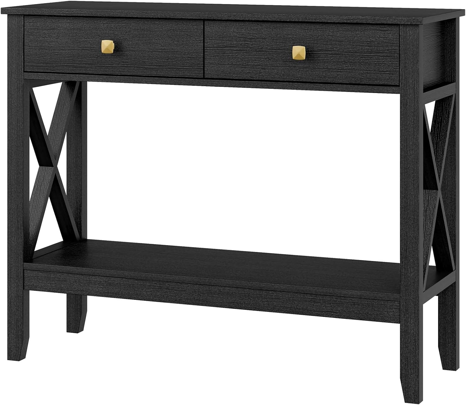 Lomojo Console Table,Sofa Table 13.8' D x 39.37' W x 31.5' HEntryway Table with 2 Drawers Storage Shelve Foyer Table for Entryway Farmhouse Hallway Tables (Black)