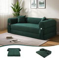 80' Convertible Sofa Bed, 3-in-1 Corduroy Folding Pull Out Couch with Pillows, No Assembly Modern Boneless Couch Compression Sofa in Box, Floor Sofa with Side Storage Pocket for Living Room,Dark Green