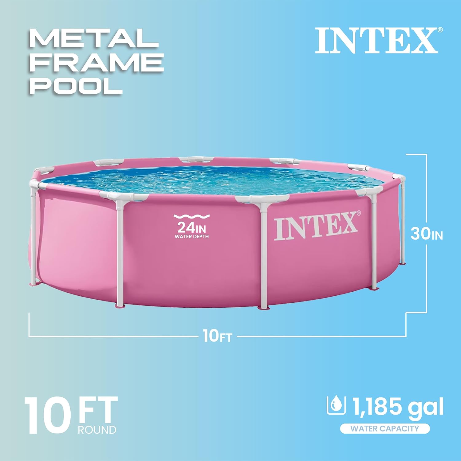Intex 28295EP 10' x 30' Metal Frame Round Above Ground Swimming Pool - Pool Only