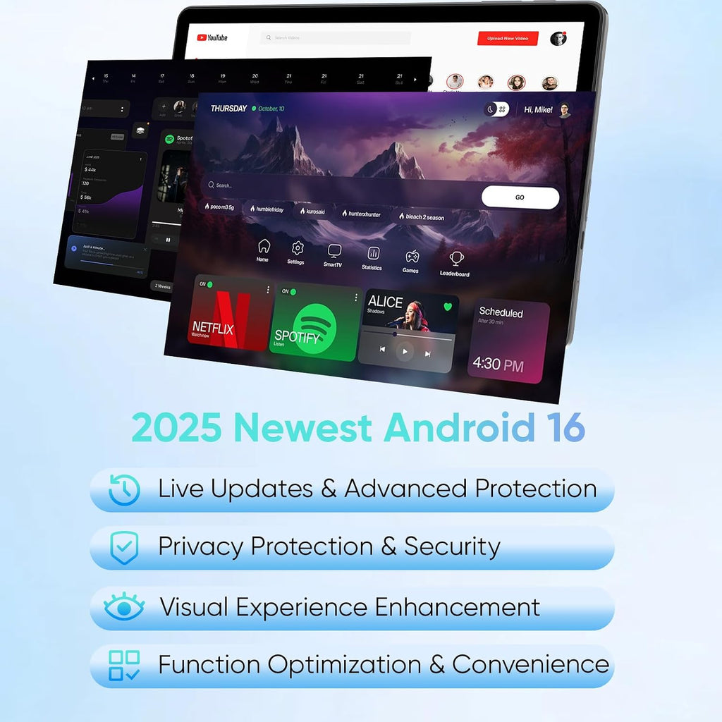 TUOHAITIME 2026 Upgraded Android 16 Tablet, 11 inch Android Tablets,28GB+128GB+1TB Expand, Support Face Unlock+18W Fast Charging, Octa-Core CPU,Dual WiFi6, Dual Cameras,8000mAh Battery, Black