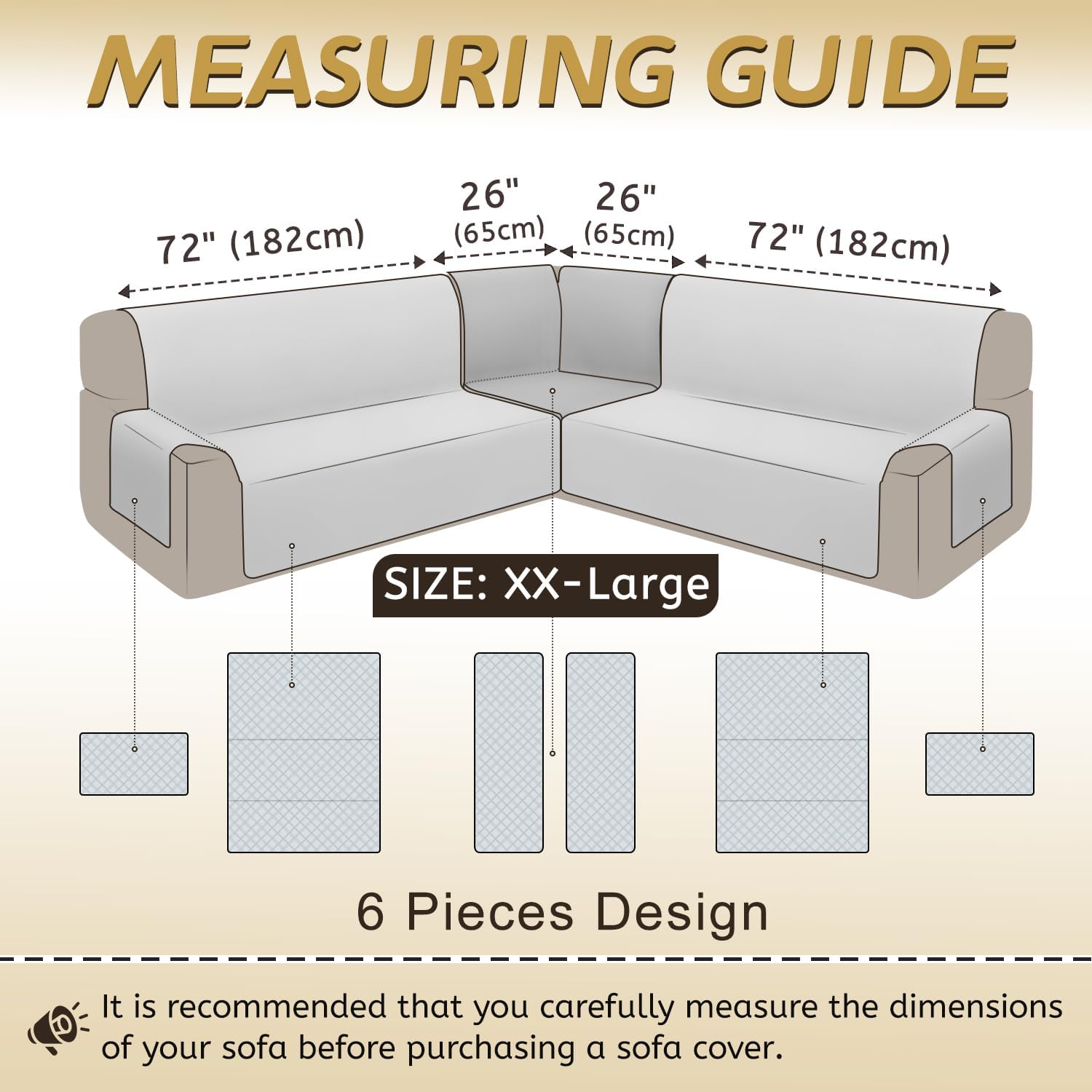 Arfntevss Waterproof Sectional Couch Covers L Shape Washable Velvet Sofa Cover for Sectional Non Slip Large Corner Slipcovers Dog 6 Pcs Universal U Shaped Furniture Protector (Dark Grey, XX-Large)