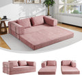 5-in-1 Convertible Folding Sofa Bed, 79' Queen Chenille Boneless Couch with Removable Armrests, No Assembly Loveseat Sleeper Sofa, Modular Futon Couch for Living Room & Bedroom (Pink)