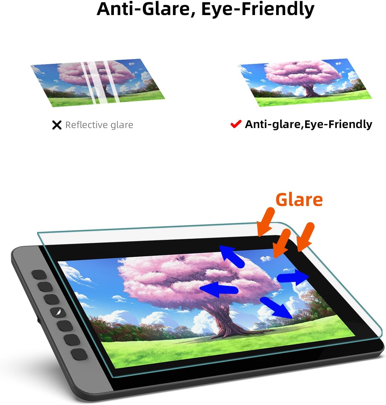 11.6 Inch Drawing Tablet with Screen, Full-Laminated Anti-Glare Graphics Drawing Monitor, 127% sRGB, 8192 Pressure Stylus Pen, Compatible with Windows/Mac Major Design Software