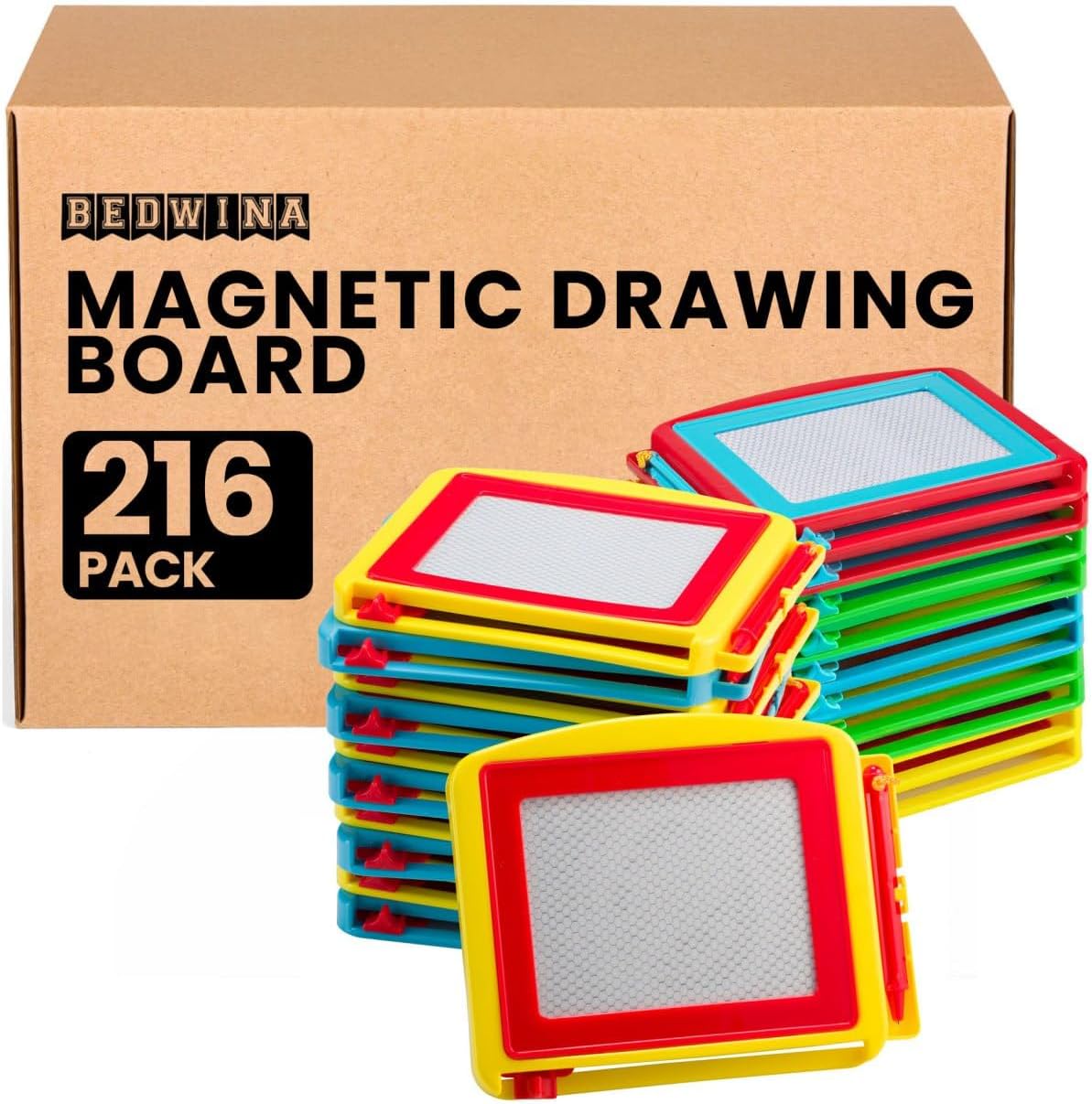 Bedwina Magnetic Drawing Board for Kids - (Pack of 216) Erasable Doodle Sketch Tablet and Travel Drawing Pad for Boys and Girls, Birthday Party Favors and Party Stocking Stuffers for Kids