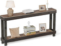 Rustic Farmhouse Console Table with 2 Tiers - Distressed Reclaimed Wood Entryway Sofa Table, Narrow Long Behind Couch Table for Living Room & Bedroom,60x30x10 Inch,Black