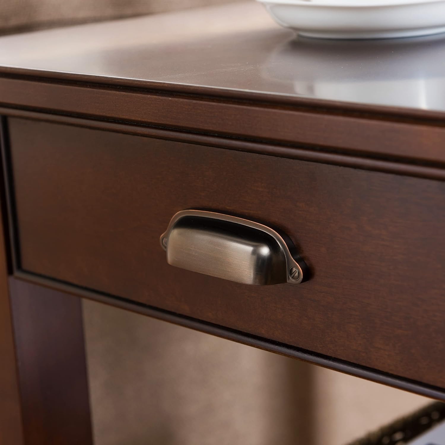 Leick Home Laurent Narrow End Table, with Drawer and Shelf, for Living Rooms and Small Spaces, Chocolate Cherry, 10506