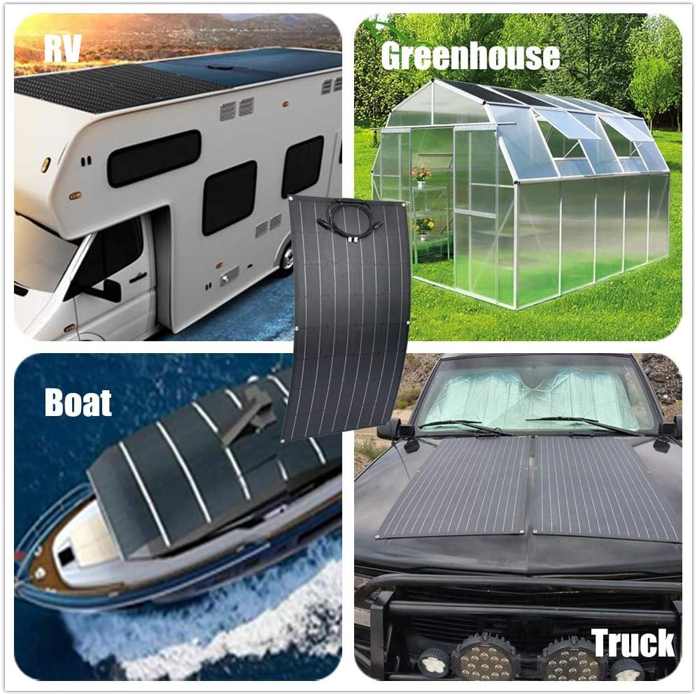 900W 12V Wind Turbine Generator Solar Panel Kit for Boat:400W Windmill/5pcs 100W etfe Flexible Solar Panels Monocrystalline/50A Charge Controller/Cables/Connector