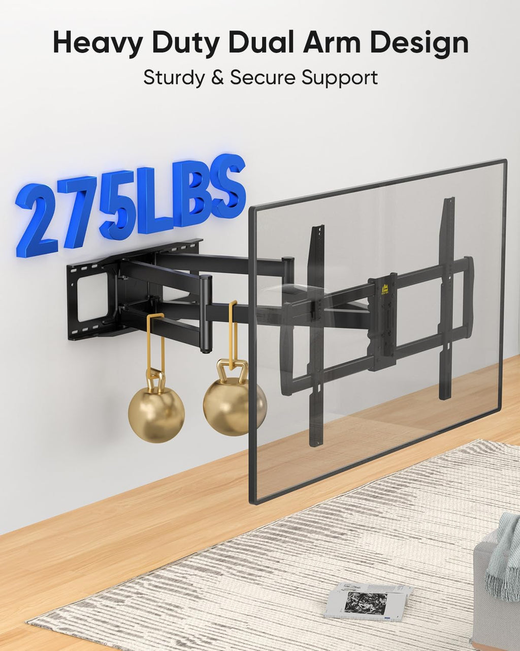 FORGING MOUNT Heavy Duty XXL Full Motion TV Wall Mount for 55-120 inch Extra Large TVs 98' 100',Holds 275 lbs, Max VESA 900x600, 42.9' Extension Long Arm TV Mount Swivel,Tilt,Preassembled,16-24' Studs