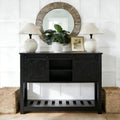 Farmhouse Entryway Table with Sliding Barn Doors,Wood Console Table with Storage Shelf,Rustic Sofa Table for Living Room, Entryway, Foyer, Black