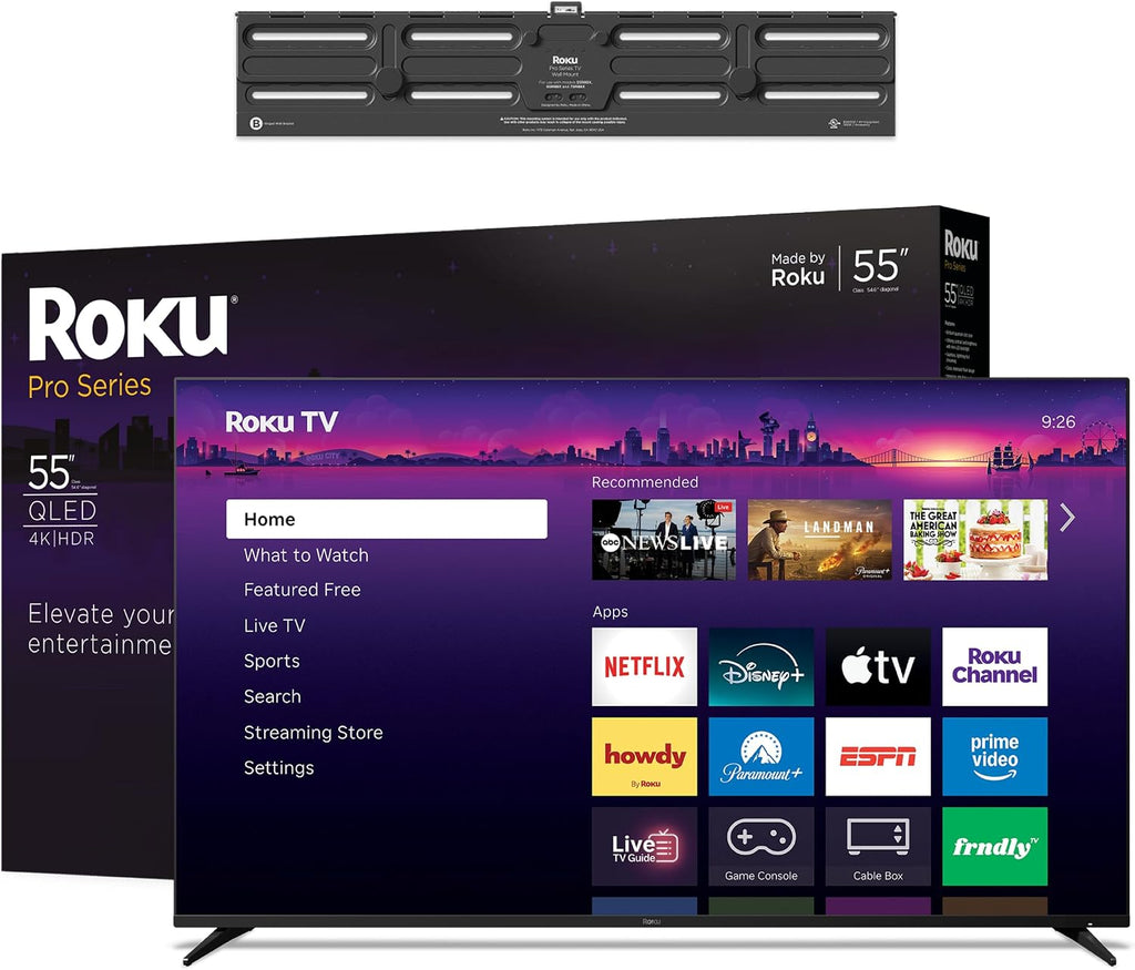 Roku Smart TV - 55-Inch Pro Series QLED RokuTV & TV Wall Mount Bundle