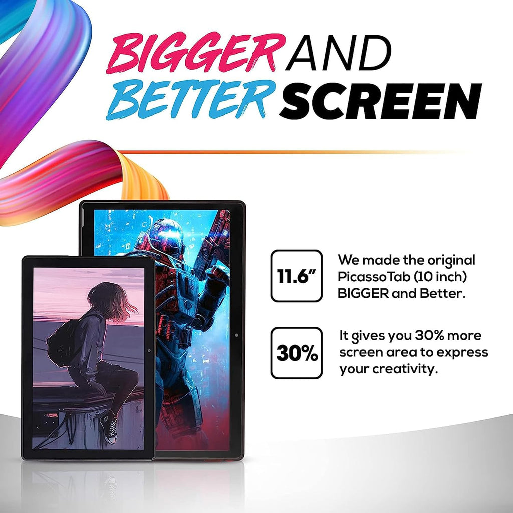 PicassoTab XL Drawing Tablet • No Computer Needed • 11.6' Screen • Drawing Apps • Tutorials • 4 Bonus Items • Stylus Pen • Portable • Standalone • Best Gift for Beginner Digital Graphic Artist • PCXL
