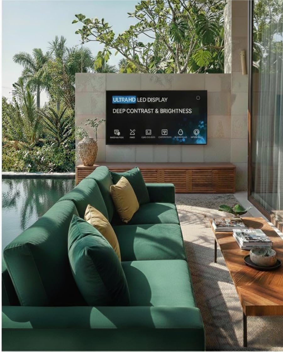 55 Inch Outdoor Smart TV, 4K UHD HDR LED Weatherproof Television, LG webOS, Patio & Backyard TV for Partial Sun, IP55 Rated, Includes Wall Mount
