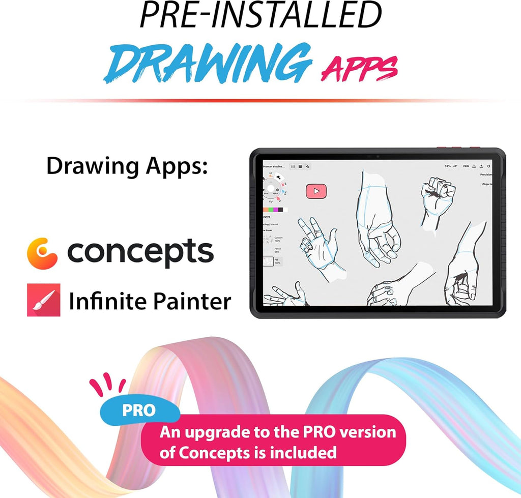 PicassoTab A12 Drawing Tablet • No Computer Needed • Large 12' Laminated 2K Screen • Lifetime PRO Drawing & Tutorials Apps • Stylus Pen • Android 14 • Standalone Graphics Tablet for Artists • A12