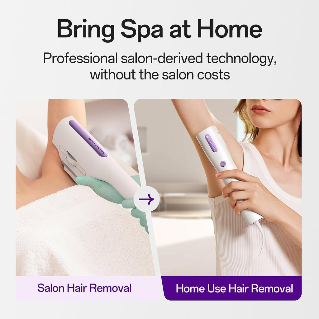 Laser Hair Removal Device for Women and Men, IPL Painless Sapphire with 40F Ice-Cooling System, Safe, Long-Lasting Hair Removal for Home, Face, Legs, Back, Bikini Line