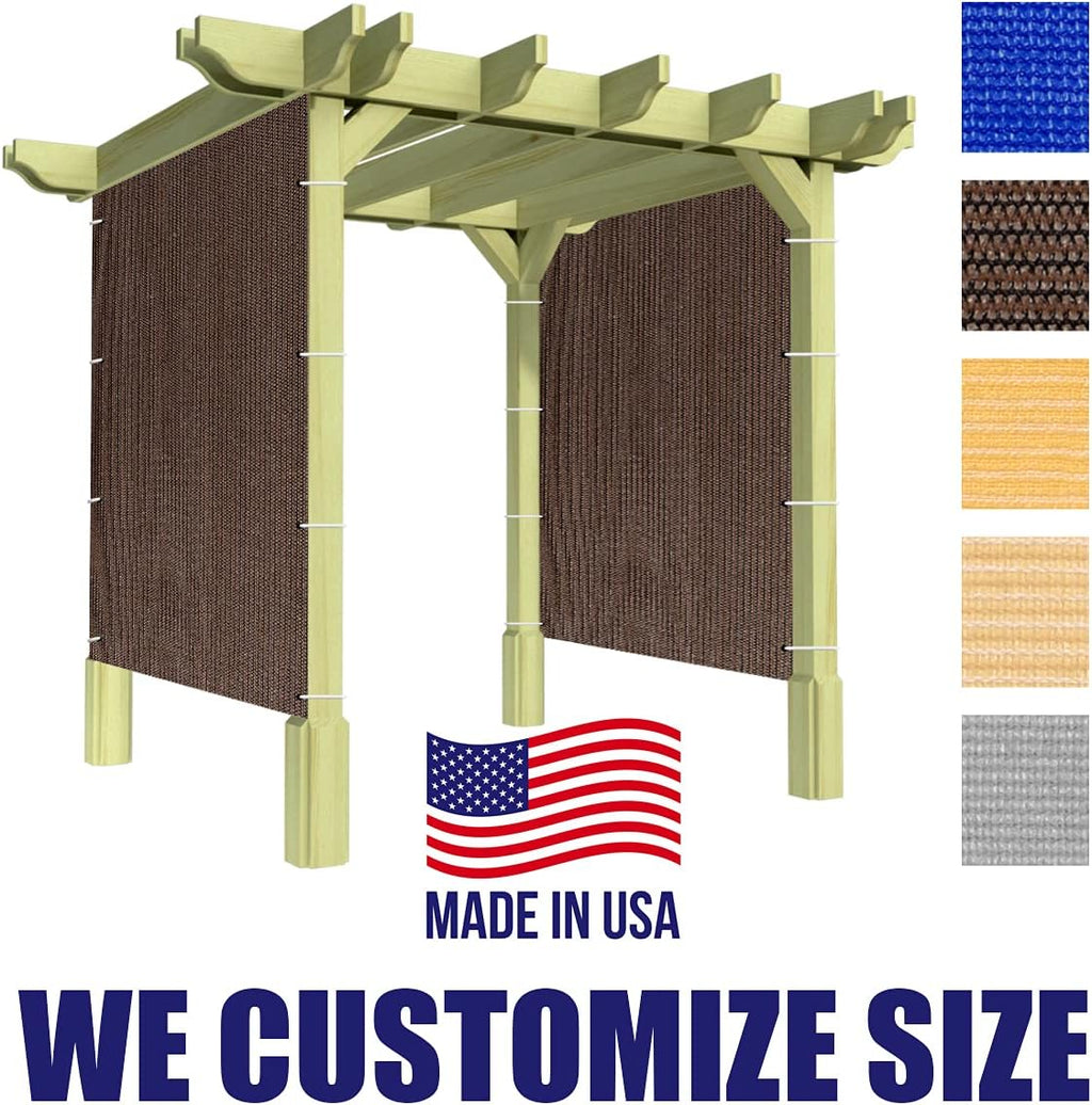 20' x 14' Brown Sun Shade Panel Privacy Screen, 95% UV Blockage Awning Shelter Fabric Cloth Screen for Pergola, Gazebo, Window, Patio - Heavy Duty Commercial Grade (Custom Size - Made in USA)