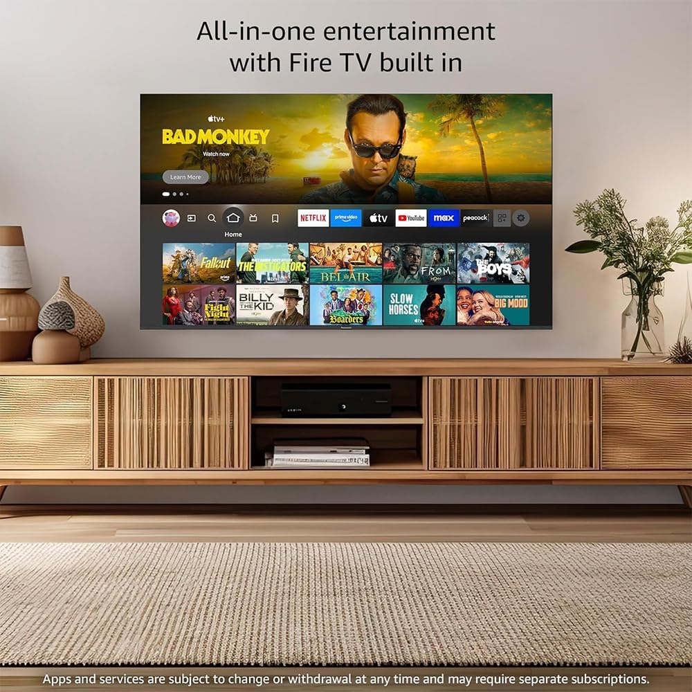 Panasonic TV-55W70BP W70 Series 55 inch LED 4K Ultra HD Smart Fire TV Bundle with WN10 Neck Speaker, 4 YR CPS Enhanced Protection, 2X HDMI Cable & Deco Gear Complete Home Theater Beginner's Guidebook