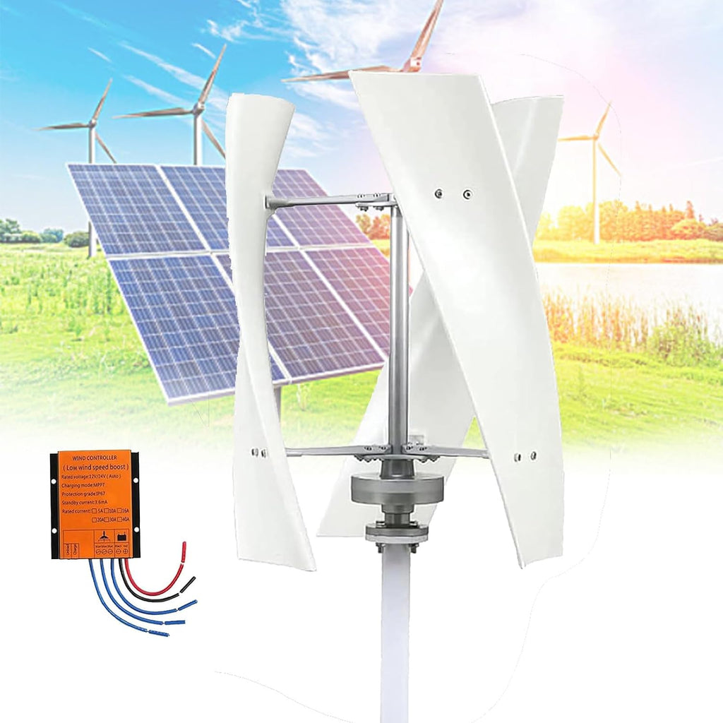 18000W Vertical Wind Turbine Generator Kit for Home, Business & Industrial Energy Supply, Complete with Controller, Efficient Renewable Energy Solution (White, 24V)