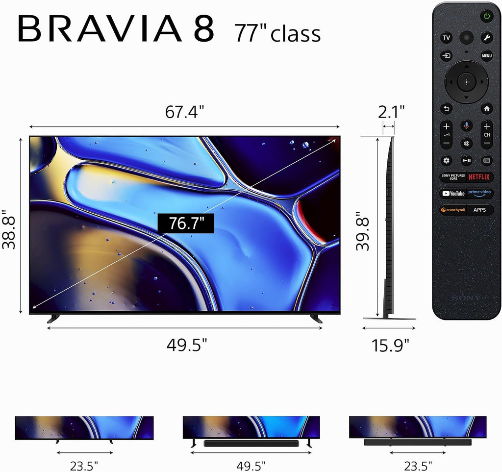 Sony K77XR80 77 Inch IMAX Enhanced Bravia OLED 4K HDR Google TV with 4 Year Amber Protection Plan (2024)