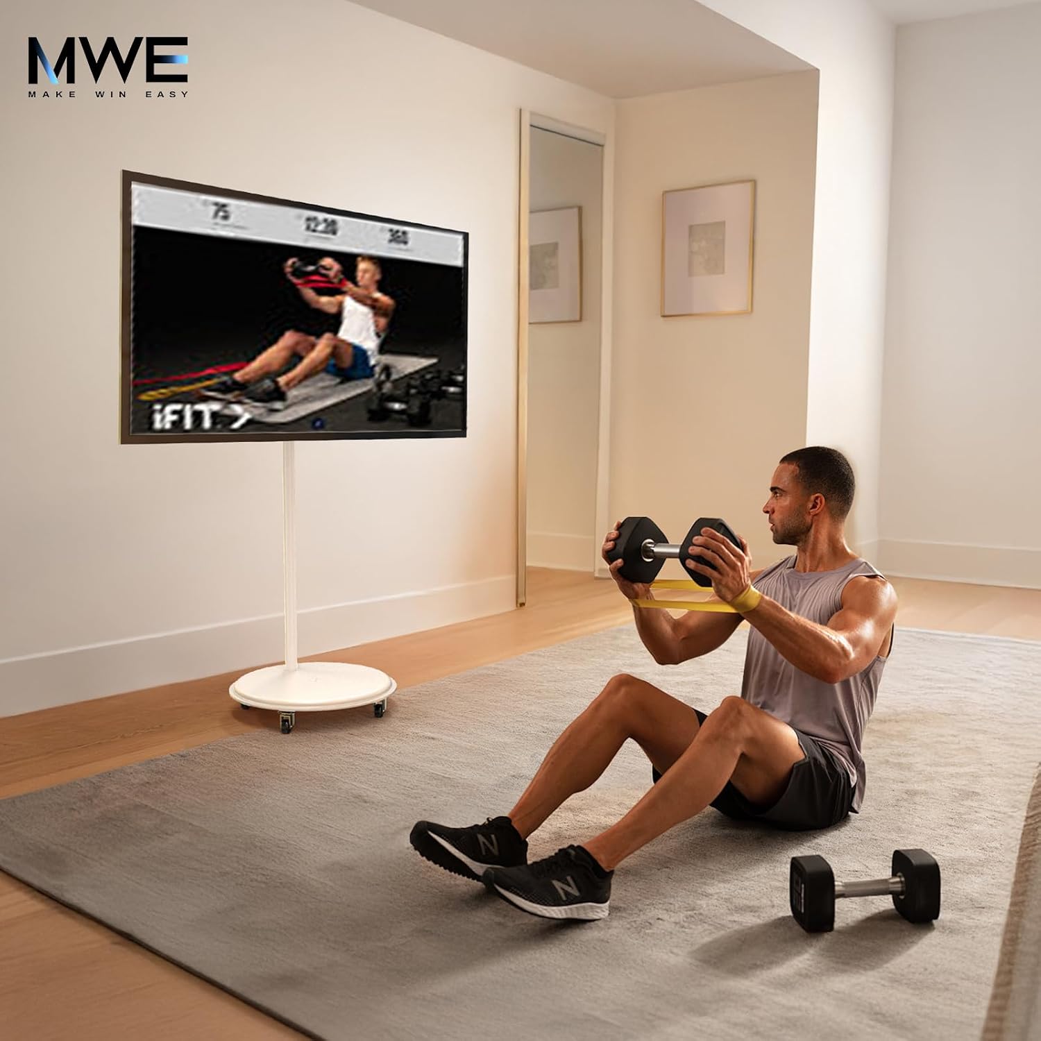 43 Inch Portable TV Smart Touch, 4K Rotatable TV LCD Display with Wires plugged in use, Android OS, Touch Screen, Type-C, USB, HDMI Port, on Wheels