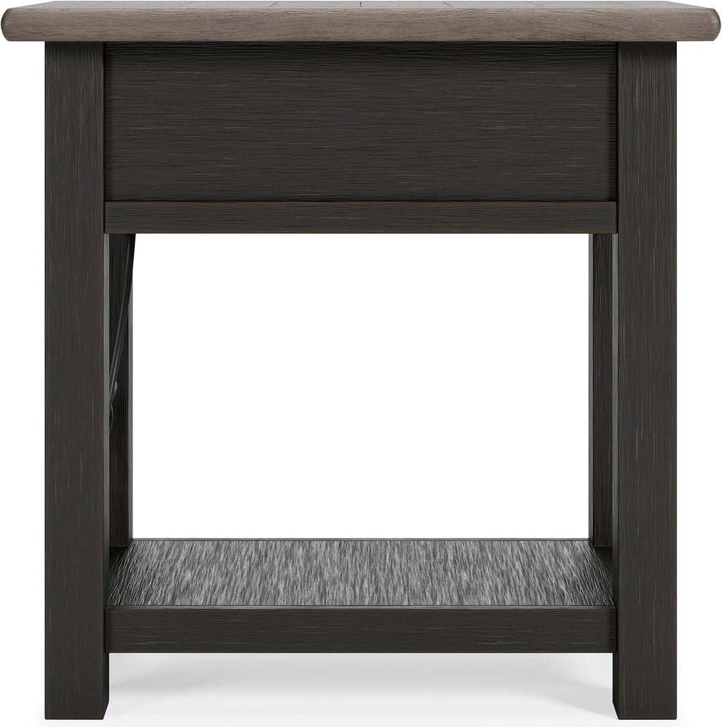 Signature Design by Ashley Tyler Creek Chair Side End Table, Plank-styled Top, Smooth-gliding Drawer, Wood, 14.13' W x 24.13' D x 24.13' H, Light Brown & Whitewash