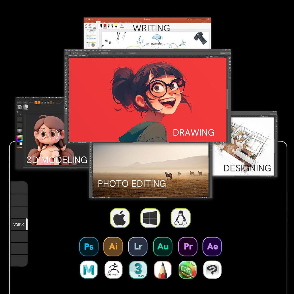 VEIKK VK1200 V3 Drawing Tablet with Screen, 11.6 Inch Full-Laminated Graphics Monitor, Upgraded to 16384 Levels Pressure Sensitivity, Tilt Function, with Stand, 2 Pens & Glove